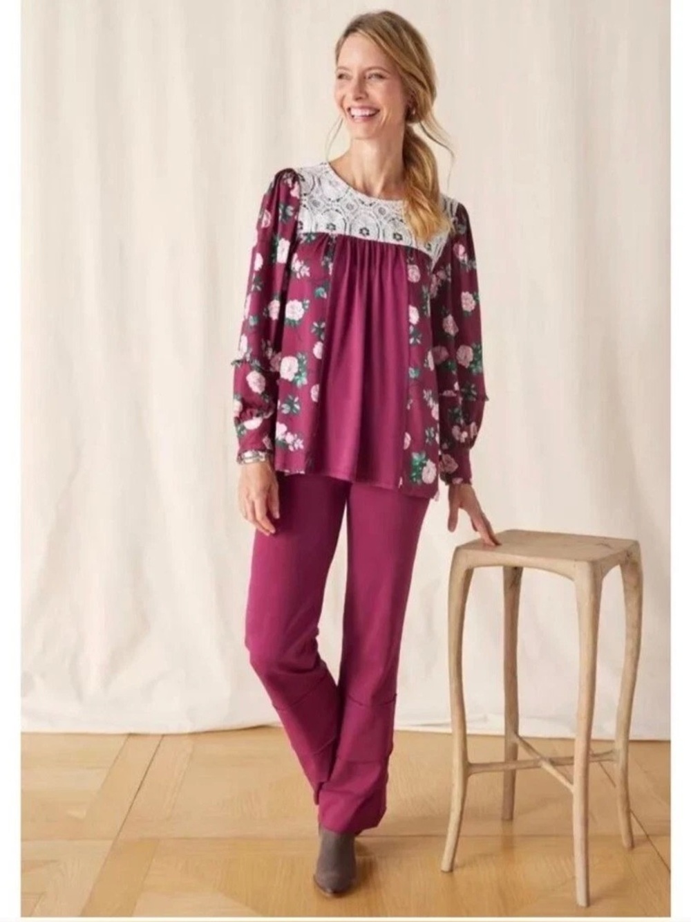 Matilda Jane Very Merry Mulberry Finn Pants Berry Pink Ruffle Hem XXL NWT